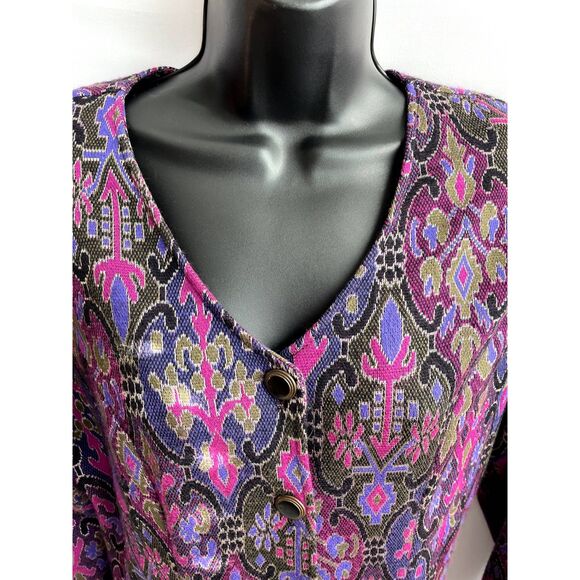 Vintage Judy Tops California Evening Jacket Blazer Purple 100% Cotton M Barbie - Picture 2 of 10